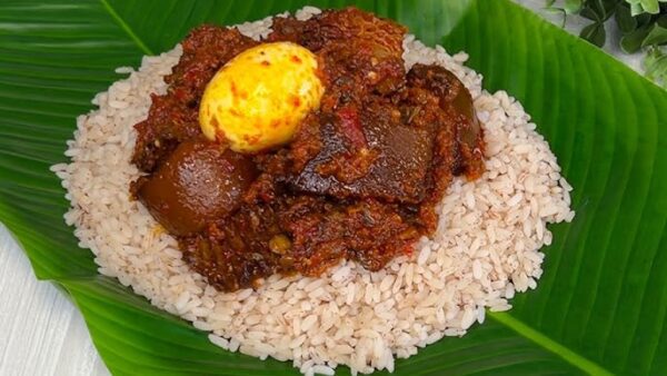 Ofada Rice & Egg Sauce